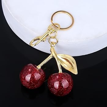FAN X JEWELRY Cherry Bag Charm Keychain - Cute 3D Red Cherry Purse